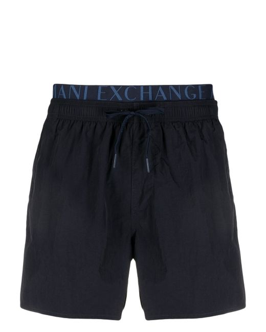 Armani Exchange logo-tape swim shorts