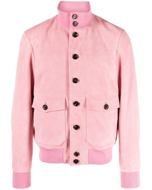 Bally button-up leather bomber jacket