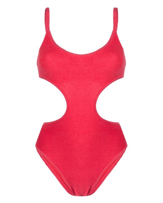Attico terry-cloth cut-out swimsuit