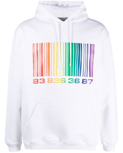 Vtmnts barcode-print cotton-blend hoodie