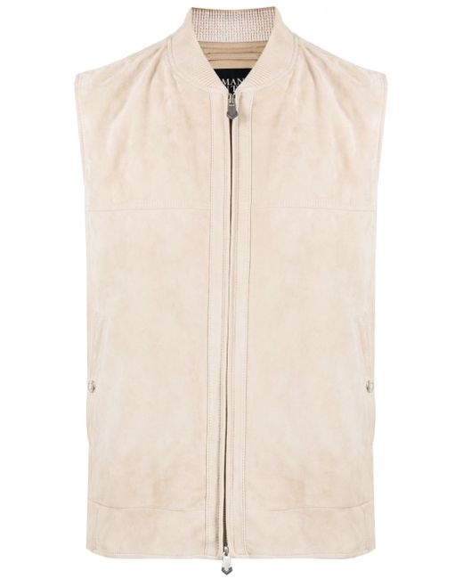 Man On The Boon. ribbed-trim suede waistcoat