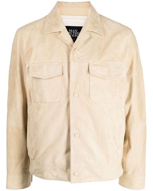 Man On The Boon. camp-collar suede shirt jacket