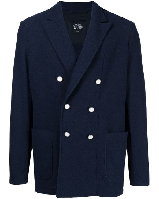 Man On The Boon. logo-patch double-breasted blazer
