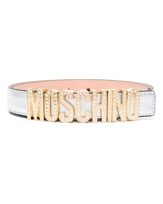 Moschino embellished-logo leather belt