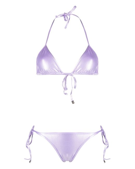 Attico high-shine triangle bikini set