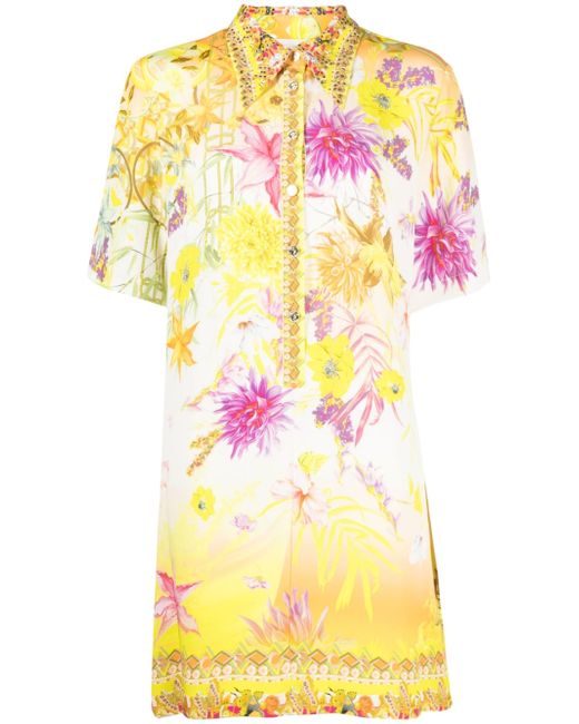 Camilla floral-print short-sleeved silk dress