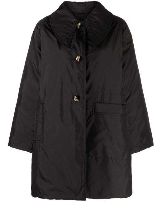 Ganni oversized-collar quilted jacket