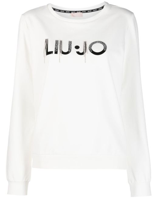 Liu •Jo crystal fringe logo sweatshirt