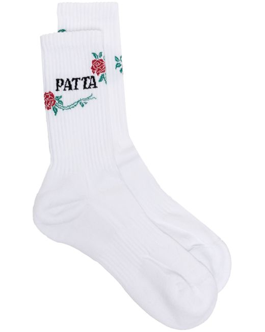Patta Rose intarsia-logo cotton socks