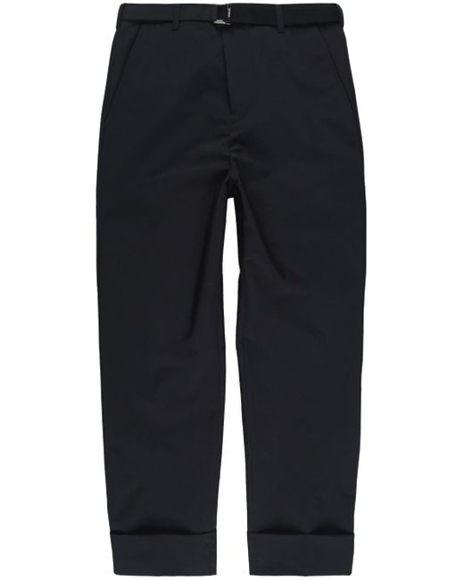 Sacai cropped belted turn-up trousers