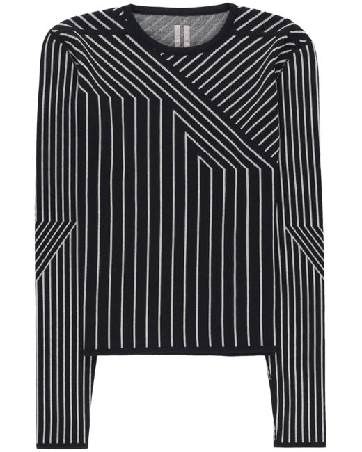 Rick Owens geometric-pattern cropped wool sweatshirt