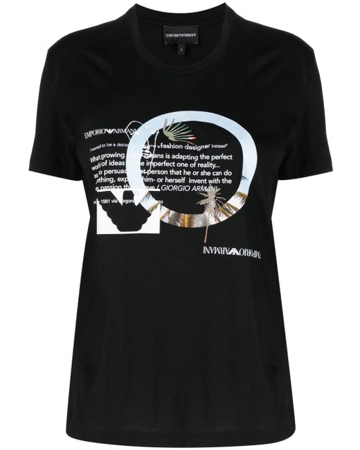 Emporio Armani slogan-print cotton T-shirt