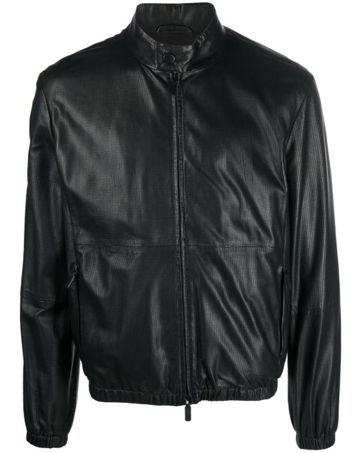Emporio Armani perforated leather bomber jacket
