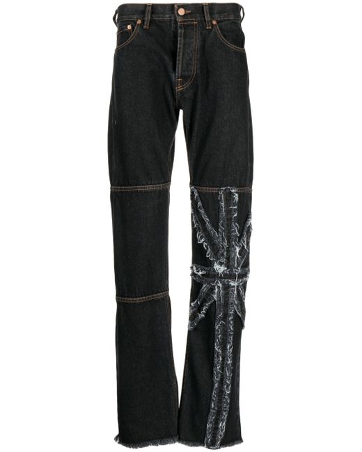 Jordanluca distressed-effect patchwork jeans