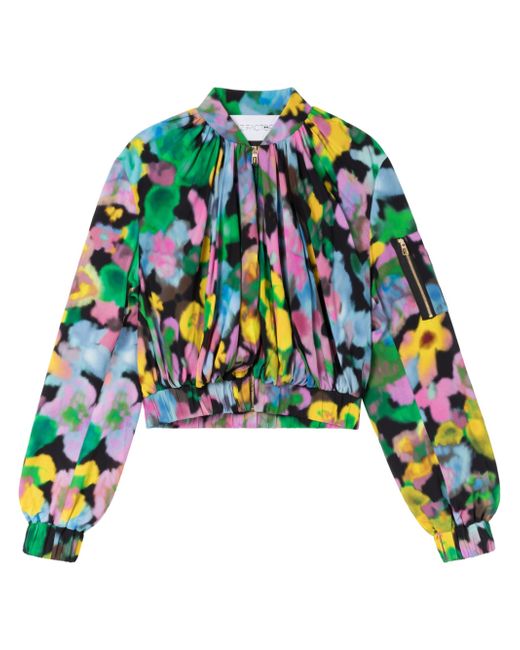 Az Factory x Lutz Huelle Mini floral-print cropped bomber jacket
