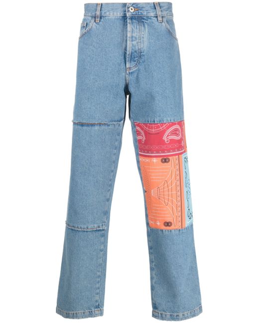 Marcelo Burlon County Of Milan patchwork-detailing straight-leg jeans