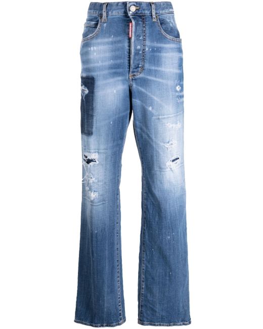 Dsquared2 high-waisted logo-patch jeans
