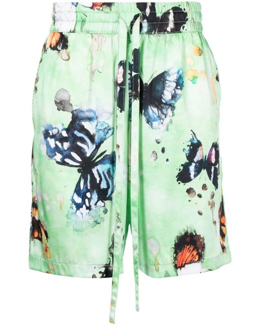 Nahmias butterfly-print silk shorts
