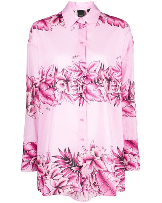 Pinko floral-print cotton shirt