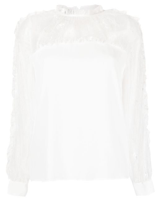 Pinko chantilly-lace long-sleeved blouse
