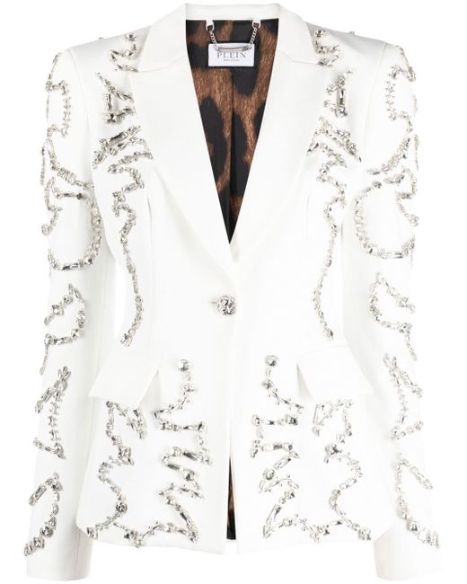 Philipp Plein crystal-embellished single-breasted blazer