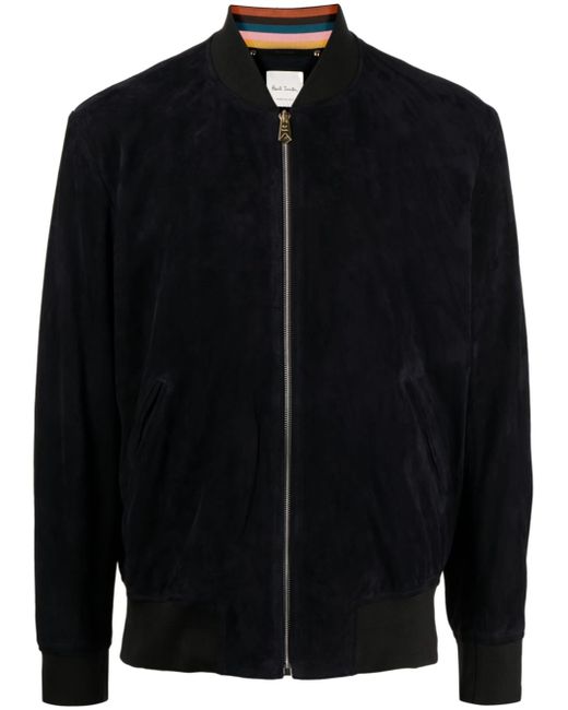 Paul Smith ribbed-trim suede bomber jacket