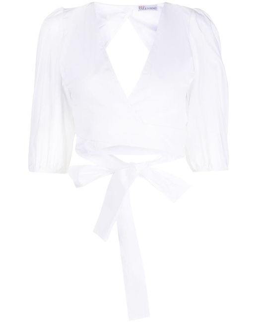 RED Valentino cropped cotton wrap blouse