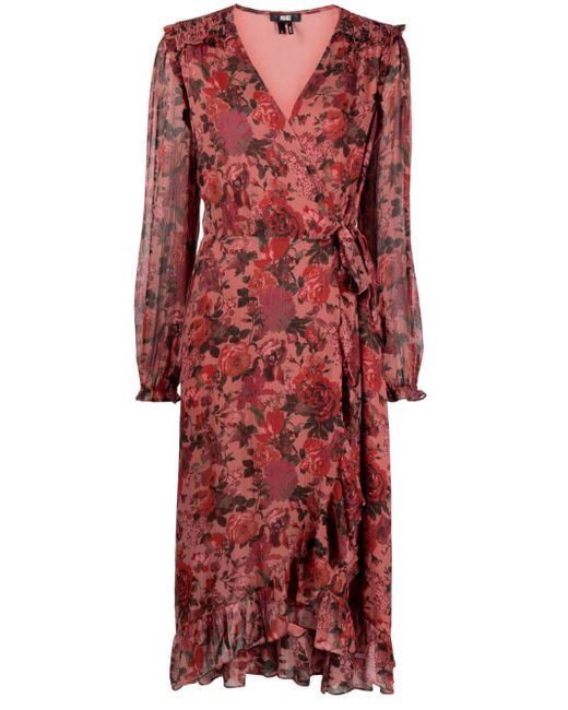 Paige rose-print silk dress