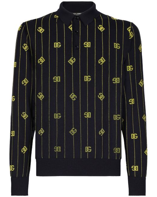 Dolce & Gabbana logo-jacquard long-sleeve polo shirt