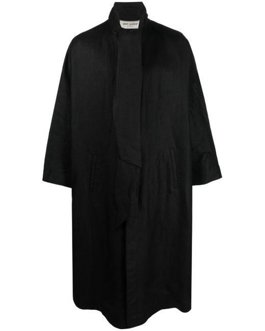Saint Laurent oversize pussy-bow collar coat