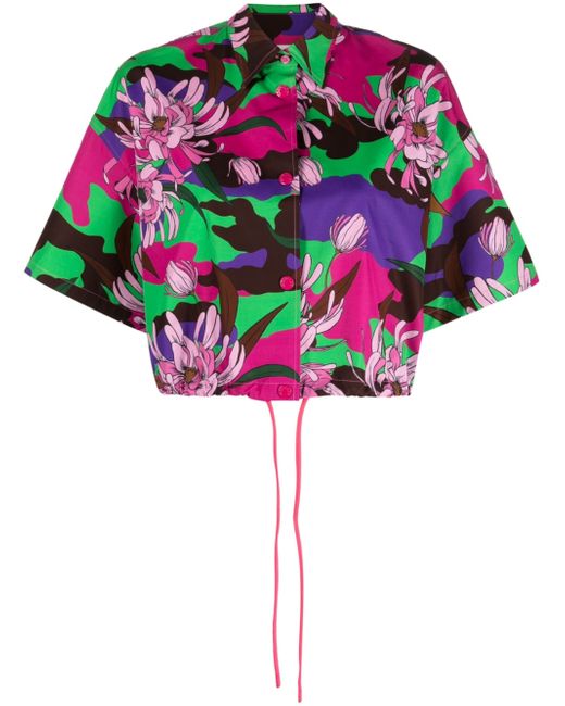 Moncler floral-print cropped shirt
