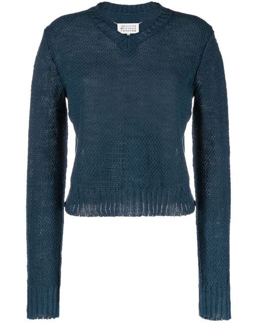Maison Margiela V-neck open-knit jumper