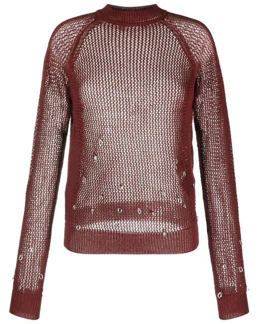 Durazzi Milano bead-embellished open-knit jumper