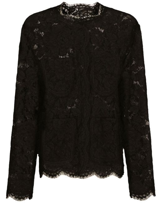 Dolce & Gabbana floral lace single-breasted jacket