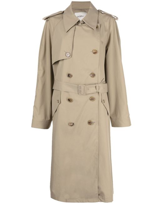 Goen.J contrast-panel double-breasted trench coat