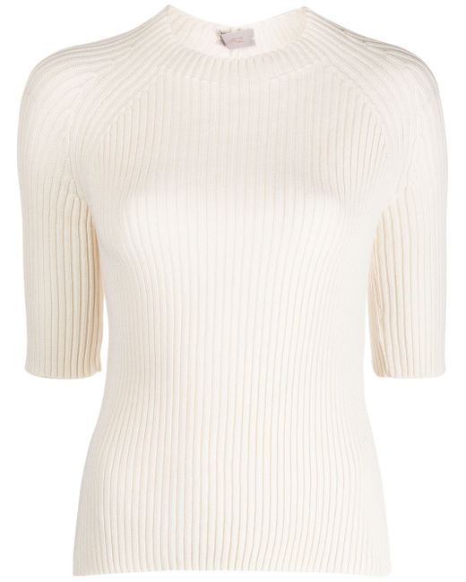 Mrz three-quarter sleeve ribbed knitted top