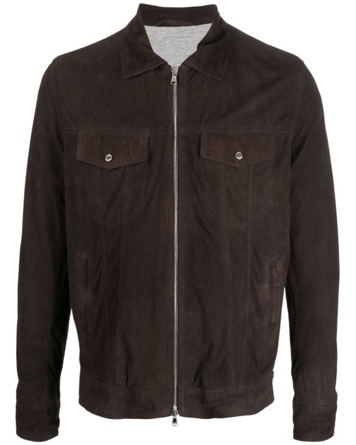Barba chest flap-pocket leather jacket