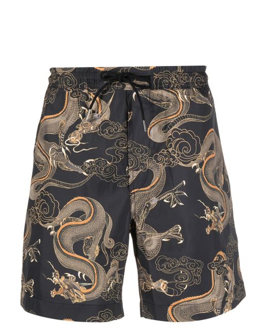 Maharishi dragon-print swim shorts