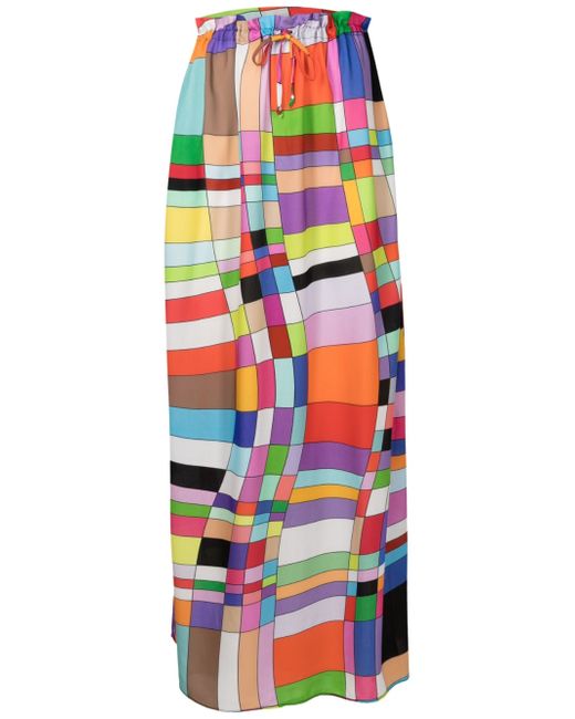 Amir Slama geometric-print maxi skirt