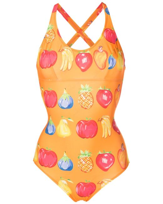 Amir Slama all-over fruit-print swimsuit