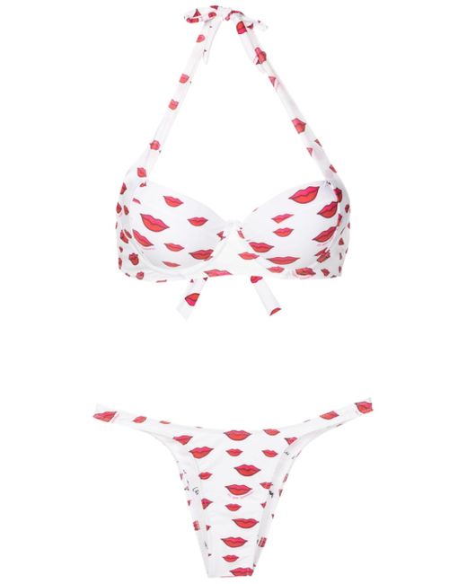 Amir Slama all-over lip-print bikini set