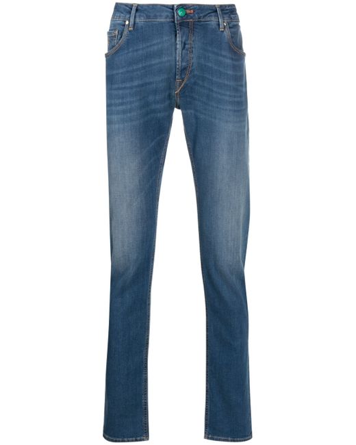 Hand Picked logo-patch straight-leg jeans