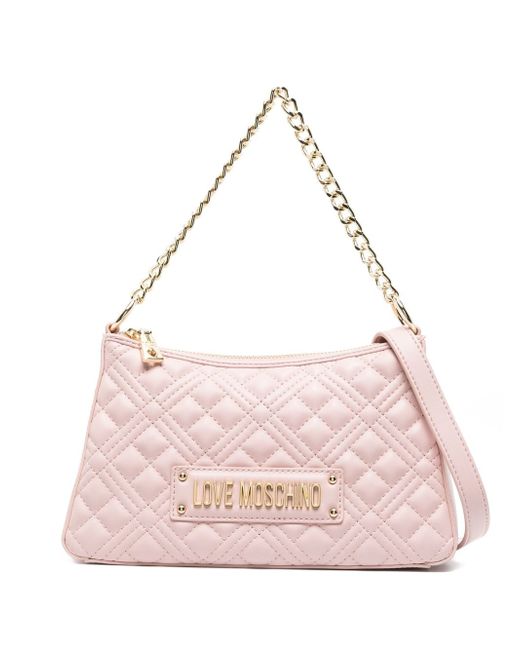 Love Moschino logo plaque quilted shoulder bag