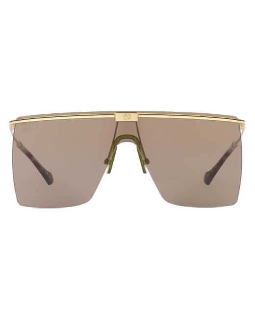 Gucci engraved-logo oversize-frame sunglasses