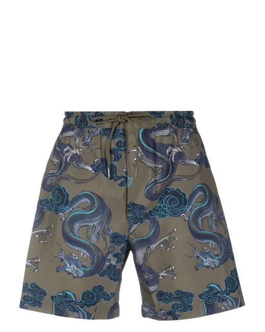 Maharishi dragon-print swim shorts