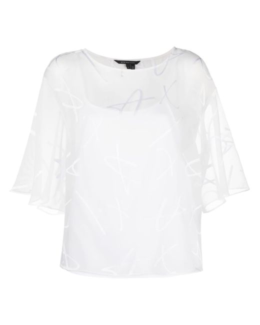 Armani Exchange graphic-print semi-sheer blouse