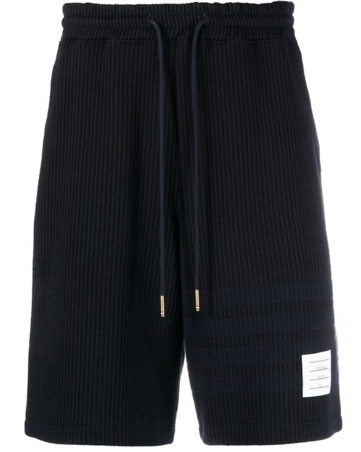 Thom Browne 4-Bar stripe seersucker track shorts