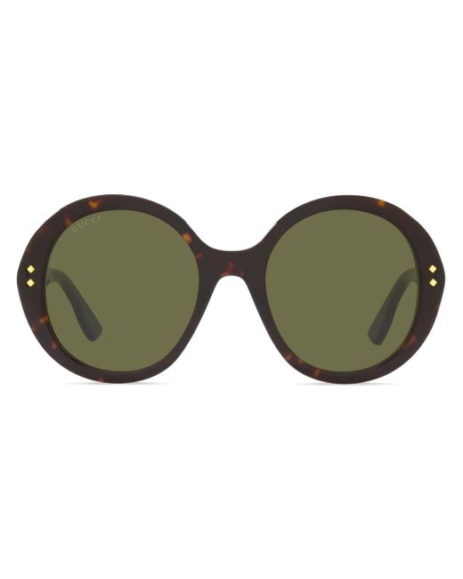 Gucci tortoiseshell-effect round-frame sunglasses