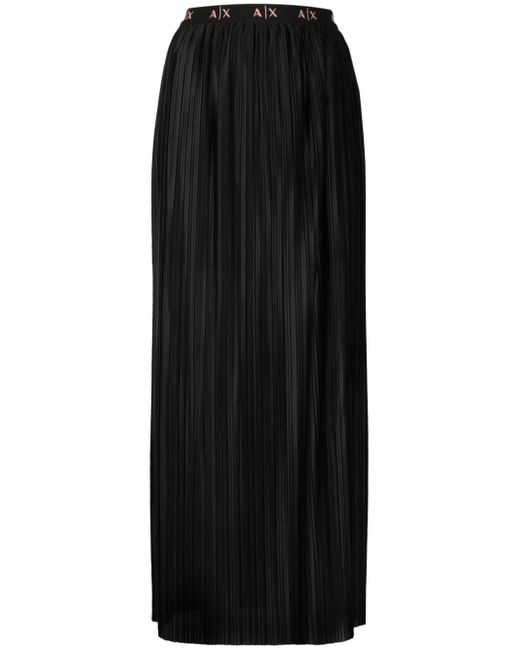 Armani Exchange logo-waistband pleated skirt