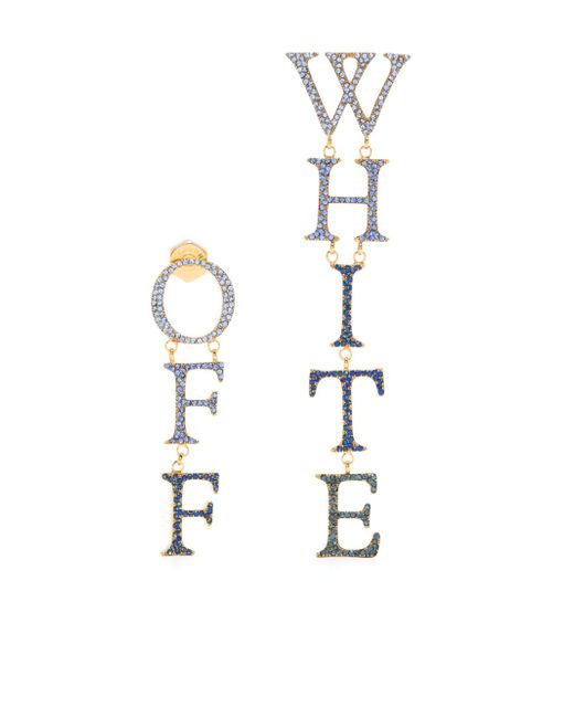 Off-White crystal-embellished logo-lettering earrings